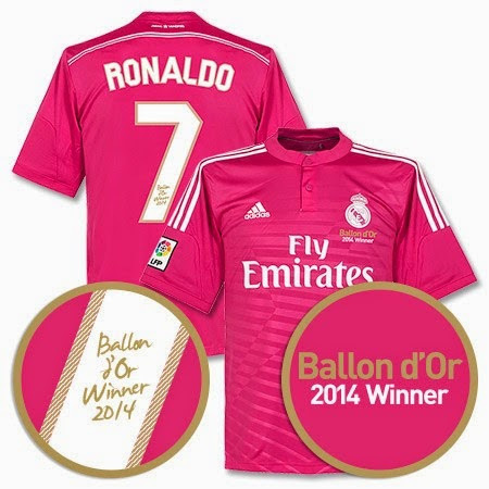 Ballon d'Or 2014 Winner Real Ronaldo #7 Pink Soccer Jersey